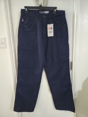 NWT Carhartt Navy FR Canvas 5 Pocket Utility Work Pants Flame Resistant 32x32
